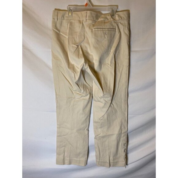 Gap Stretch Womens Dress Pants Ankle Cream Color Size 10 Button Accents - Picture 3 of 3
